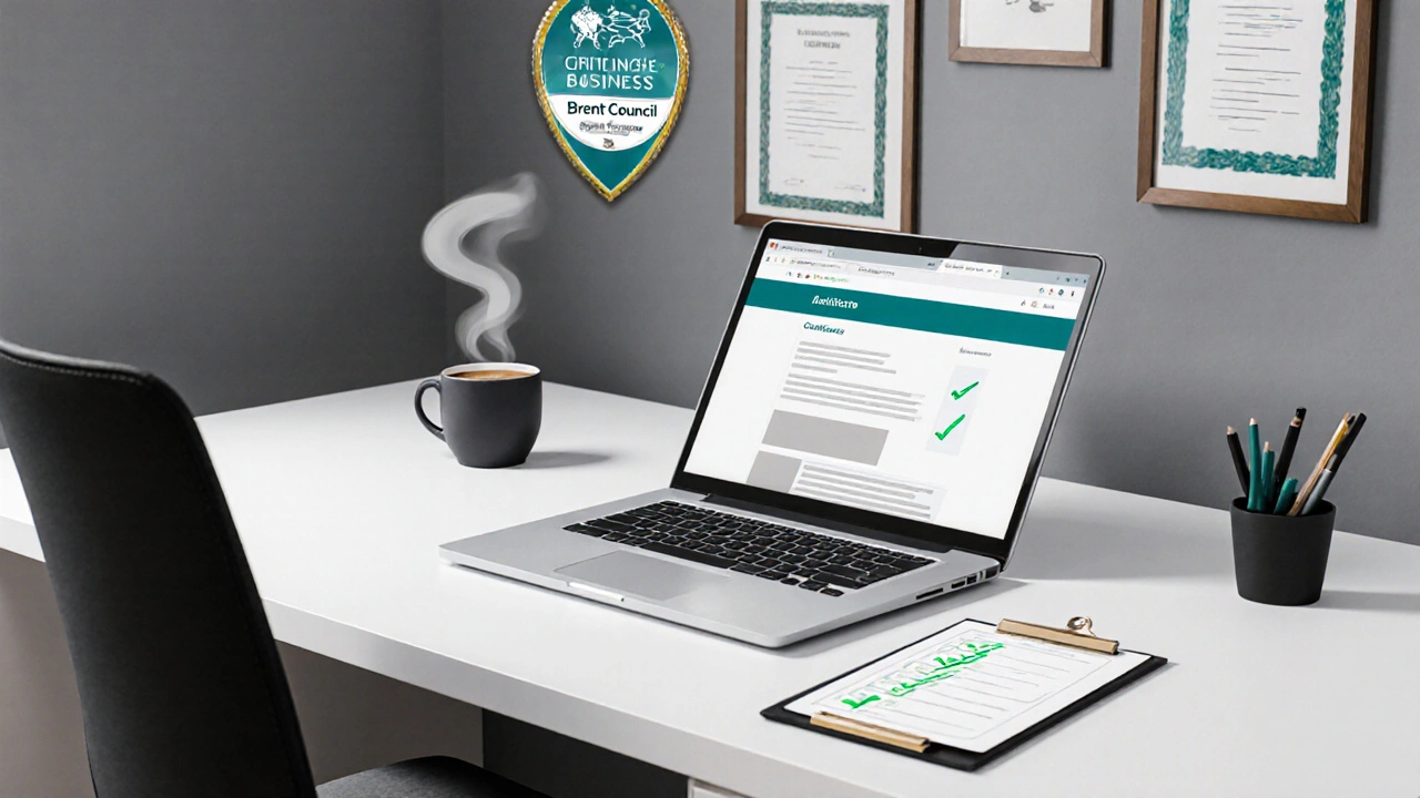 Modern agency office showing laptop and checklist for compliance.