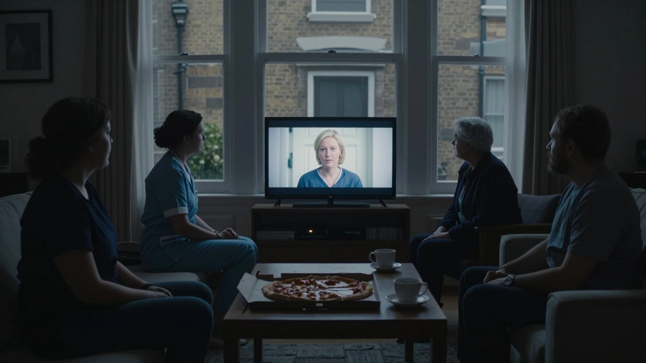 Silhouettes of North Londoners in their homes, each alone but connected by the glow of shared quiet moments.