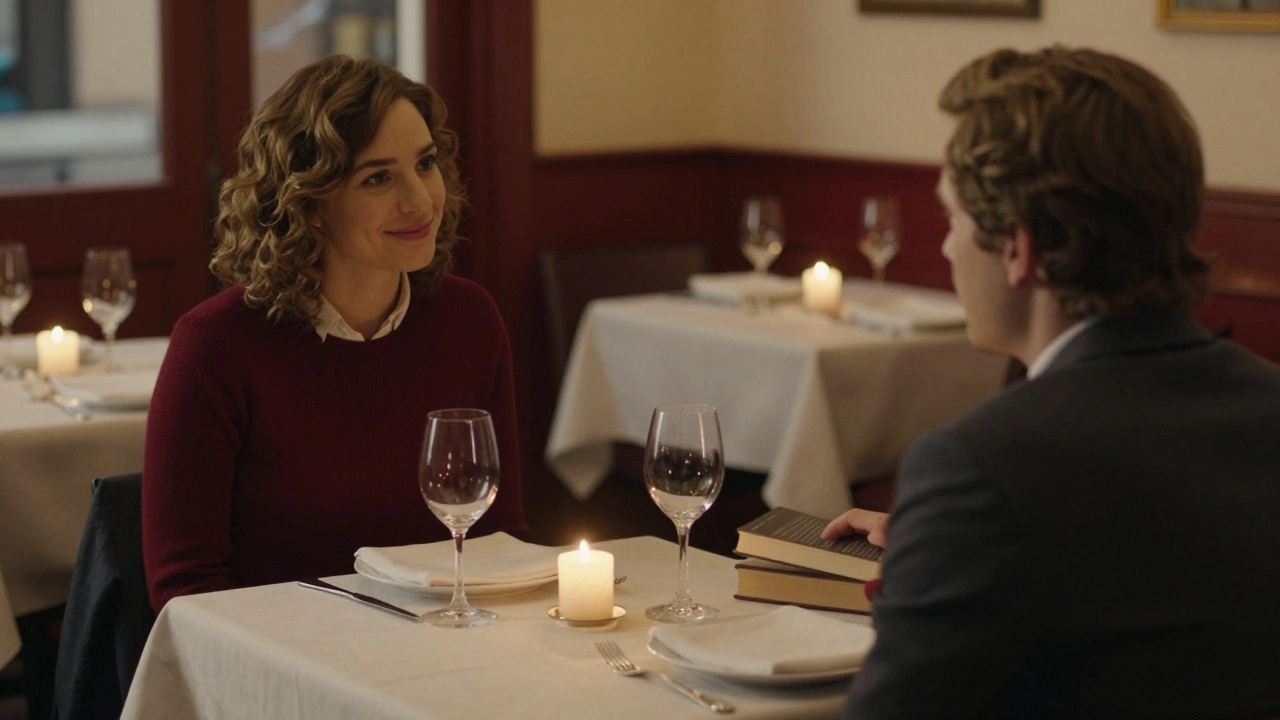 Two people sharing a quiet dinner at a cozy Italian restaurant in Hounslow High Street.