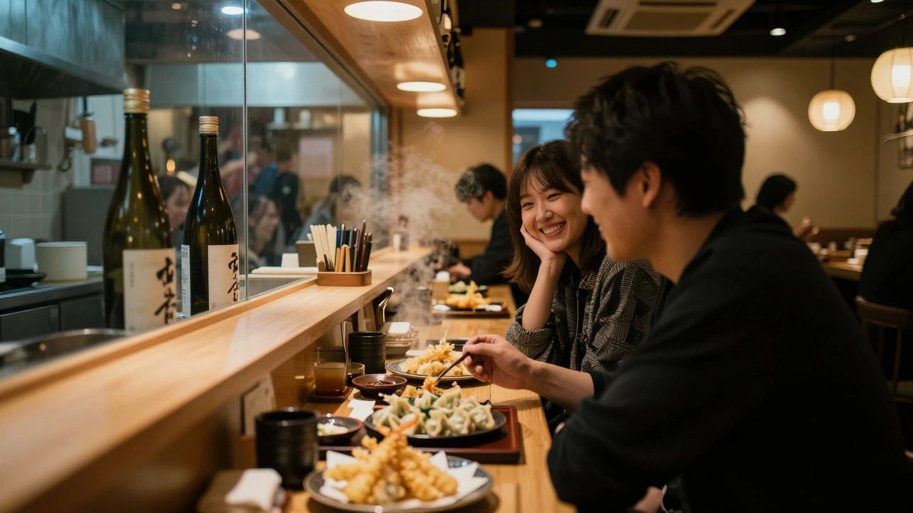 A cozy night at a hidden izakaya beneath Westfield, sharing food and quiet conversation.